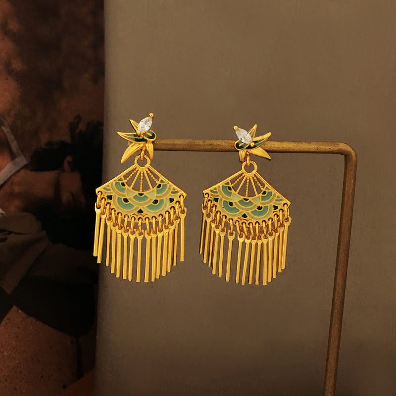 New Chinese Style Tassel Stud Earrings