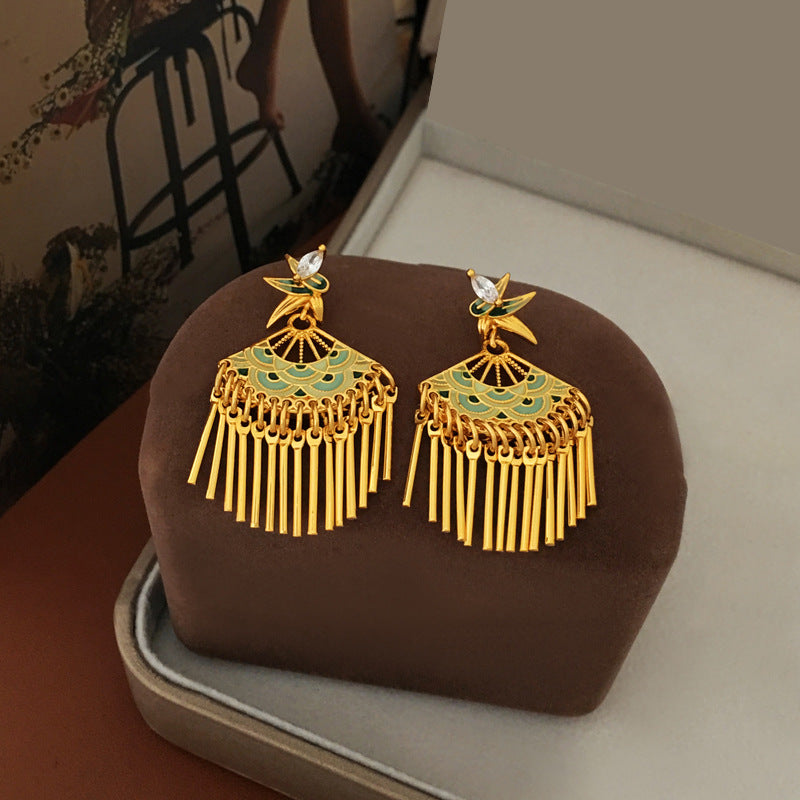 New Chinese Style Tassel Stud Earrings