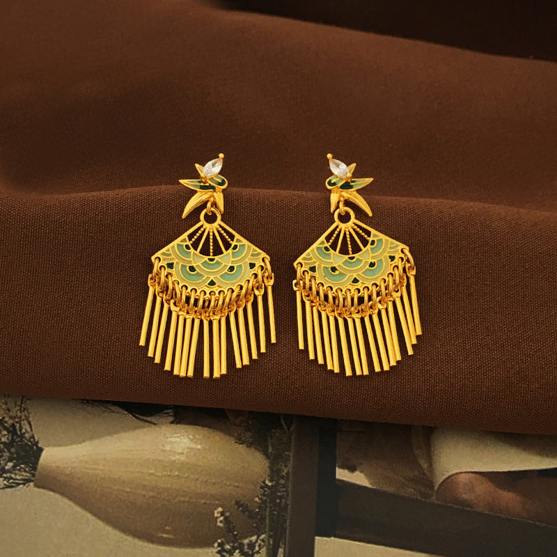 New Chinese Style Tassel Stud Earrings