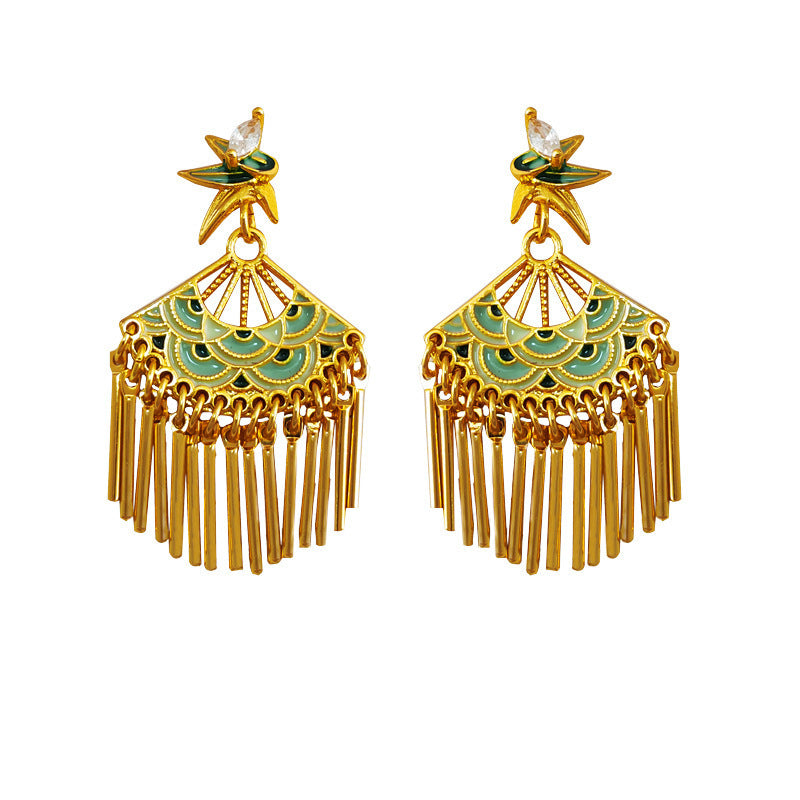 New Chinese Style Tassel Stud Earrings