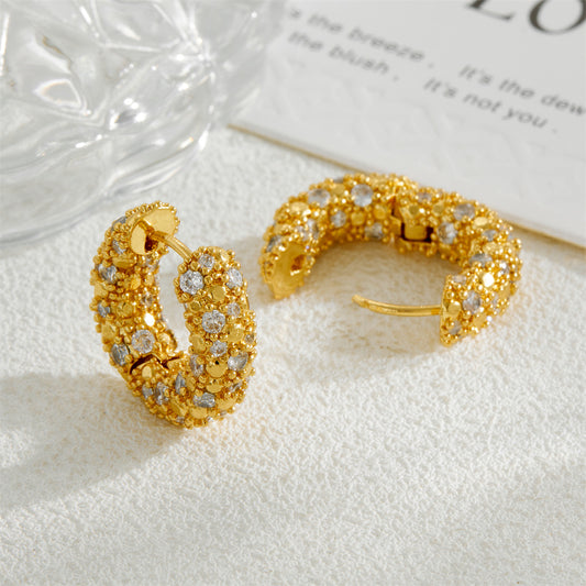 Pavé Huggie Hoop Earrings