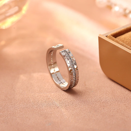 Iced Sparkle Adjustable Ring (Silver)