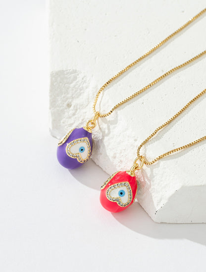 Evil Eye Teardrop Pendant Necklace