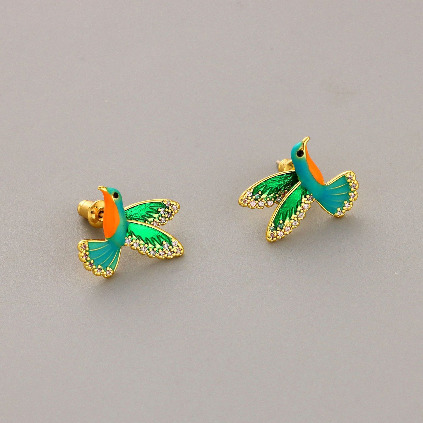 Enamel Bird Stud Earrings