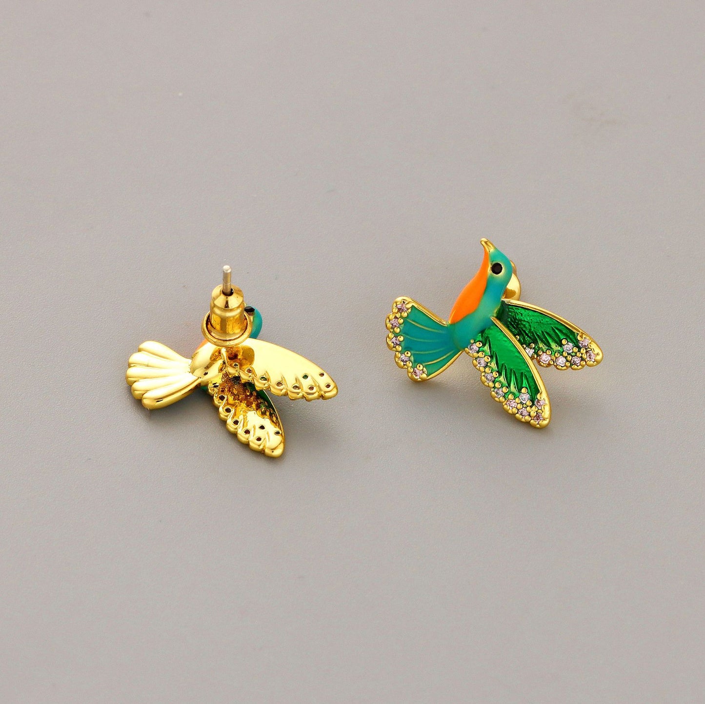 Enamel Bird Stud Earrings