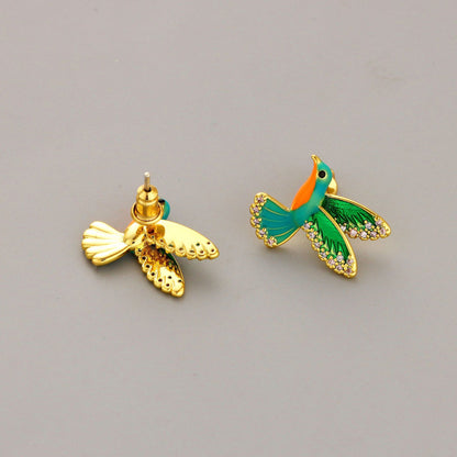 Enamel Bird Stud Earrings