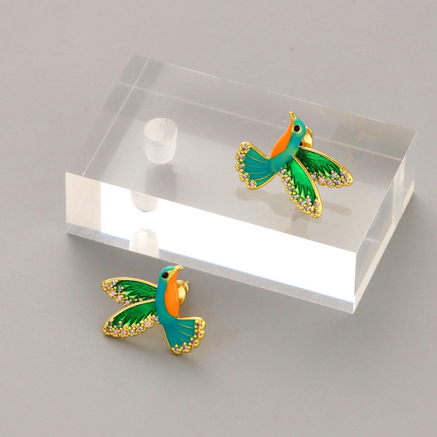Enamel Bird Stud Earrings