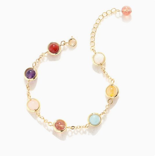 Rainbow Stone Bezel Bracelet