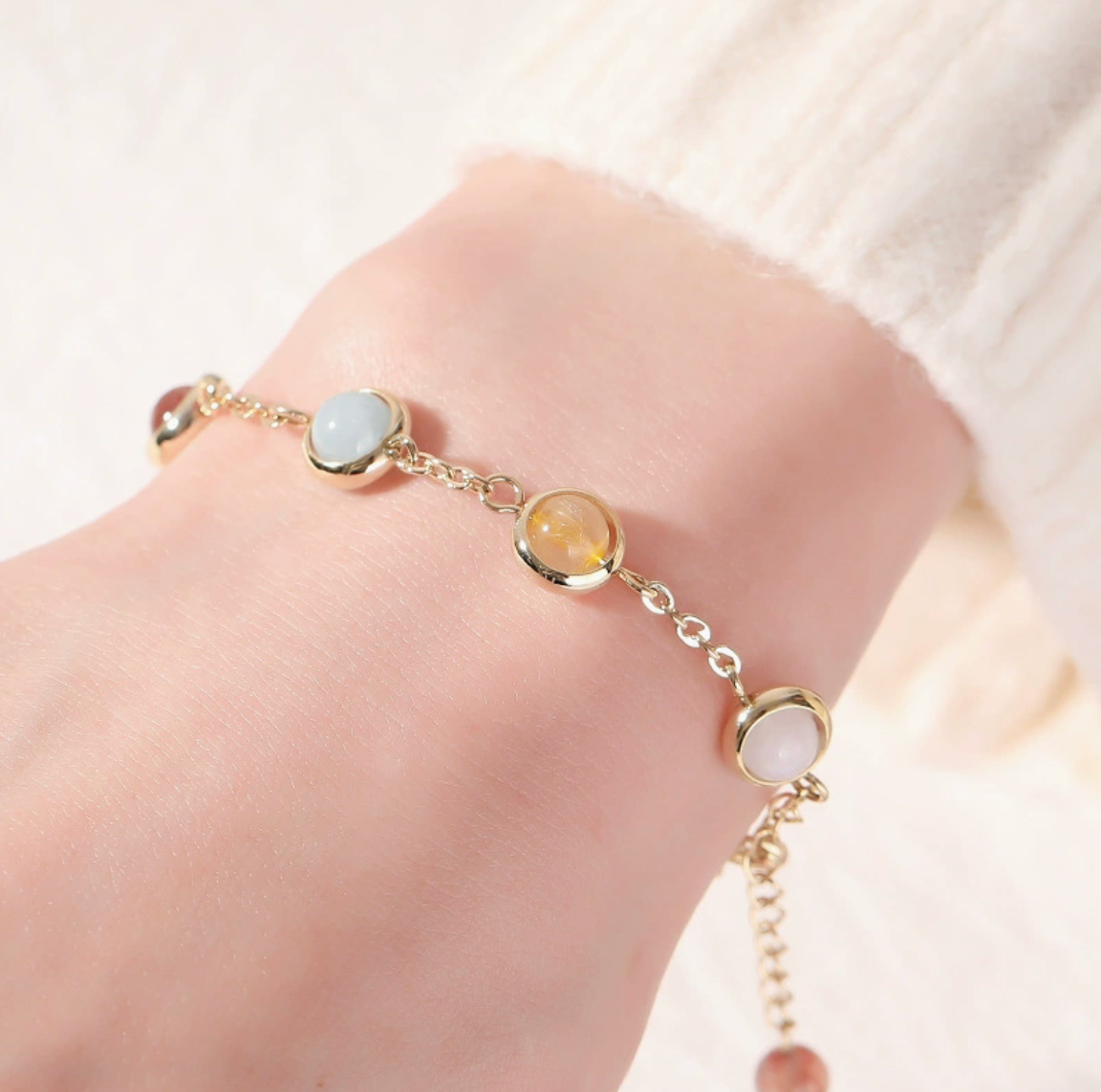 Rainbow Stone Bezel Bracelet