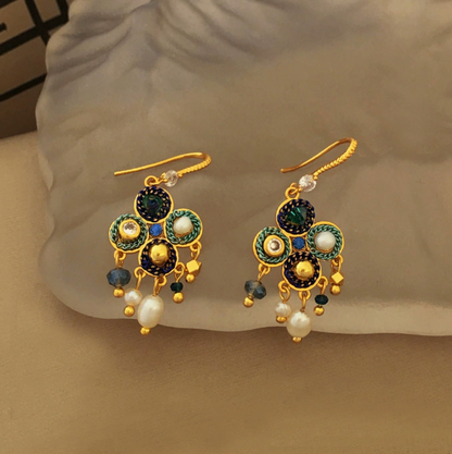 Pearl Beaded Tassel Hook Earrings