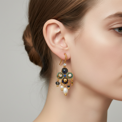 Pearl Beaded Tassel Hook Earrings