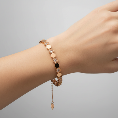 Hexagon Sparkle Bracelet (Rose Gold)