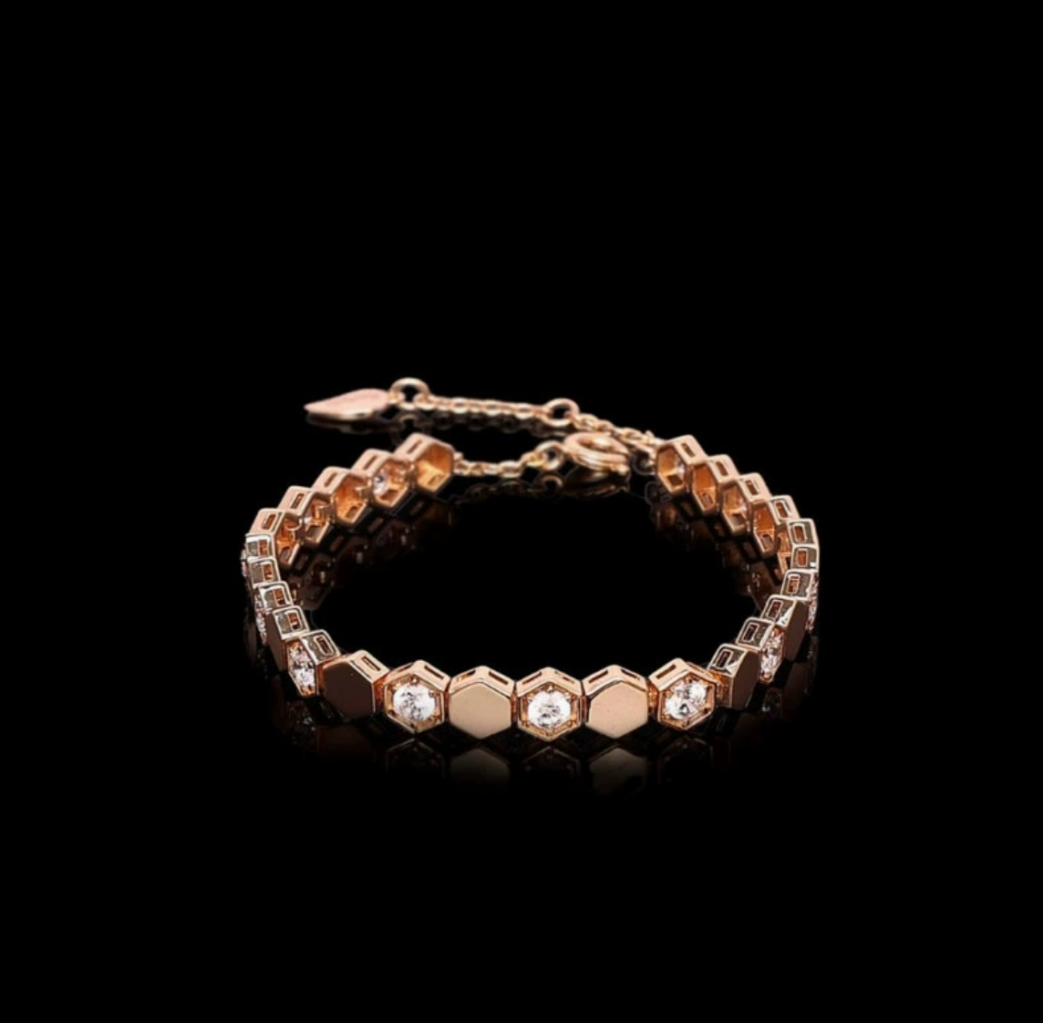 Hexagon Sparkle Bracelet (Rose Gold)