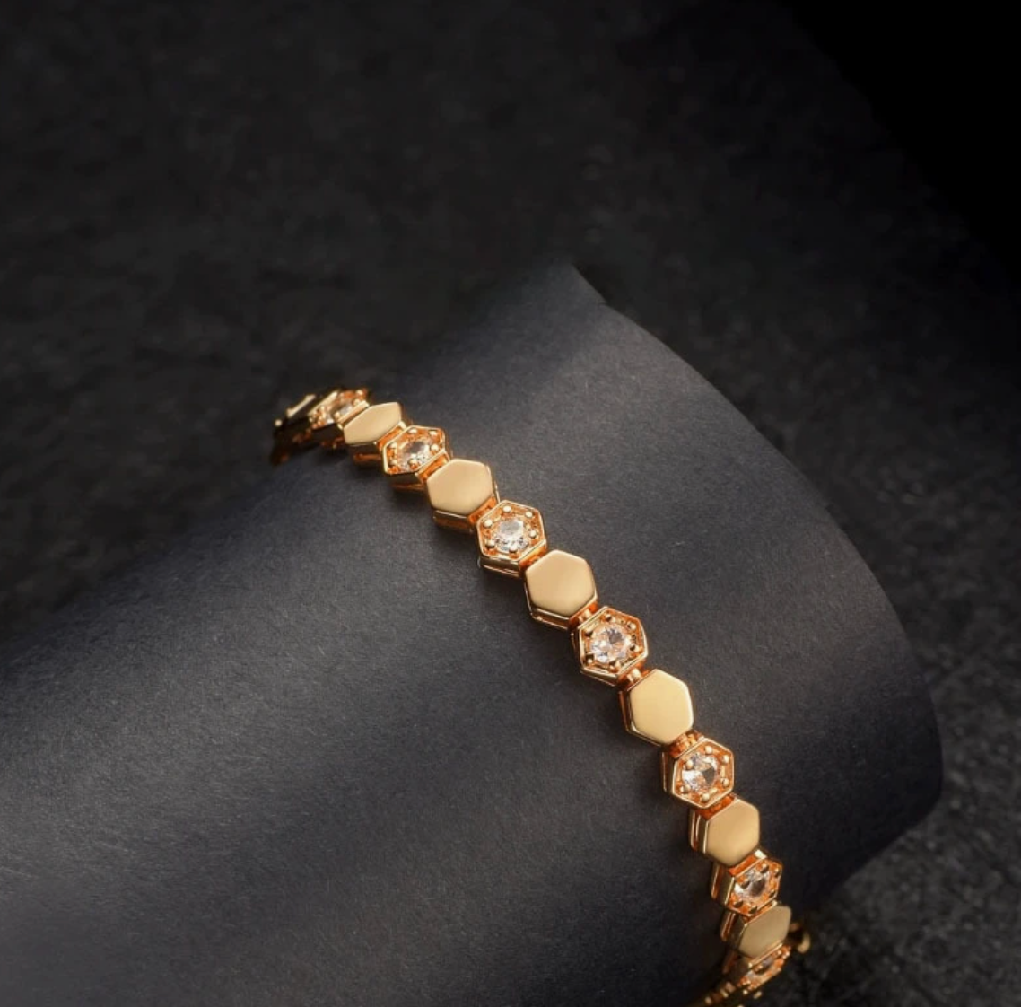 Hexagon Sparkle Bracelet (Rose Gold)