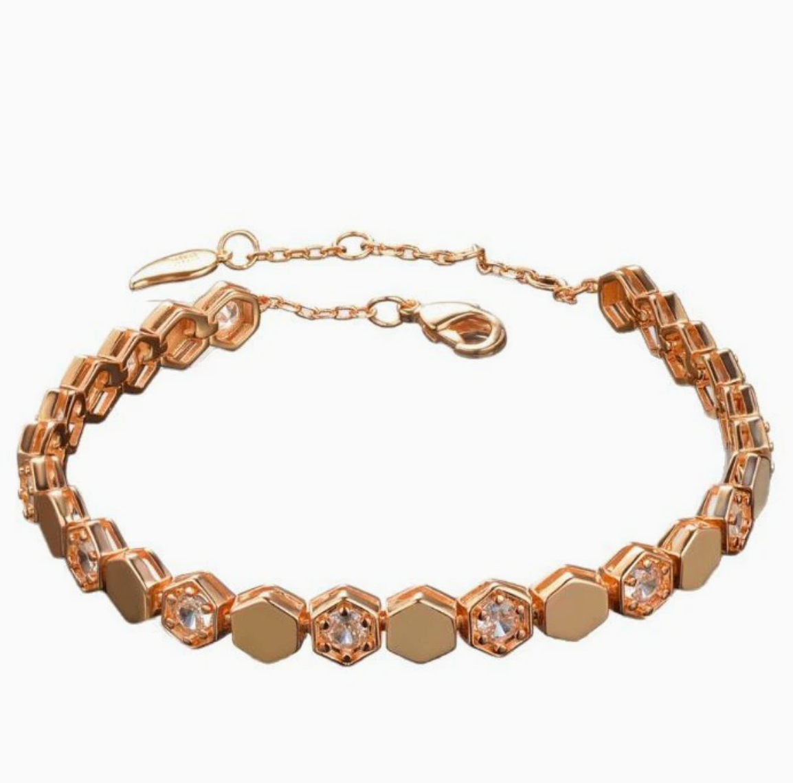 Hexagon Sparkle Bracelet (Rose Gold)