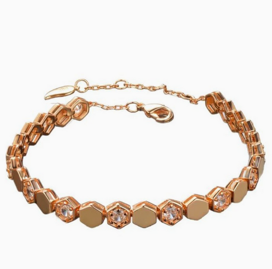 Hexagon Sparkle Bracelet (Rose Gold)