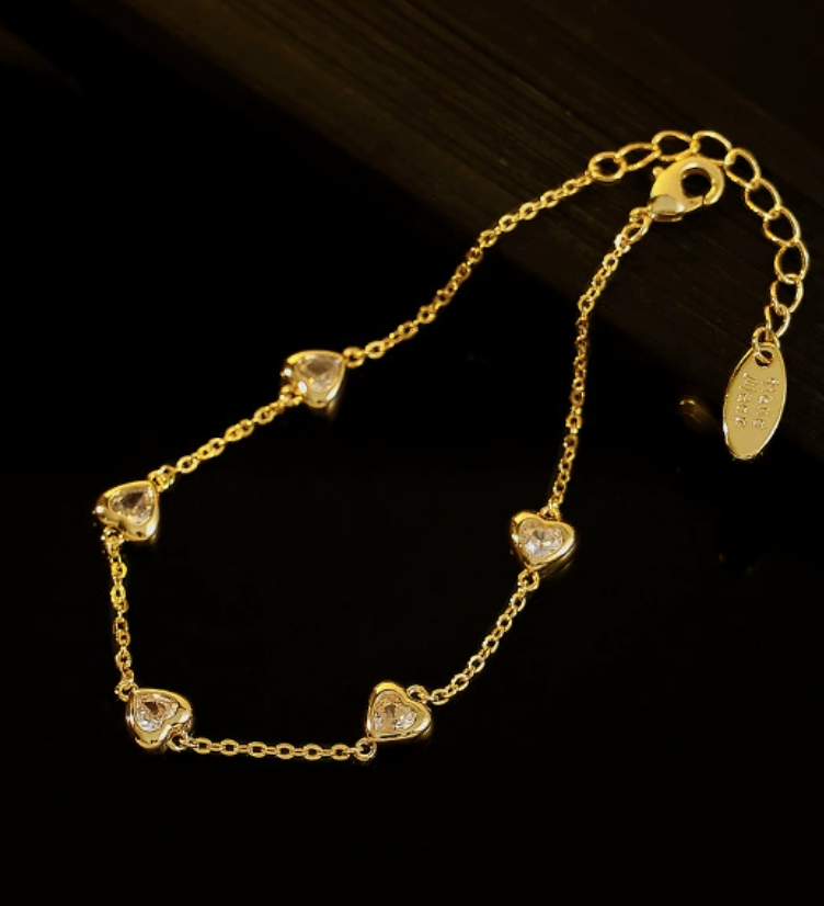 Heart CZ Station Bracelet