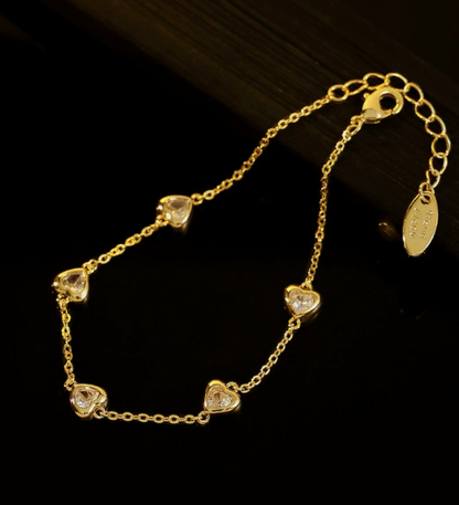 Heart CZ Station Bracelet