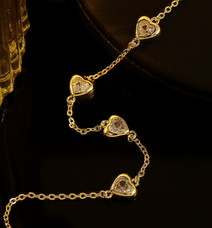 Heart CZ Station Bracelet