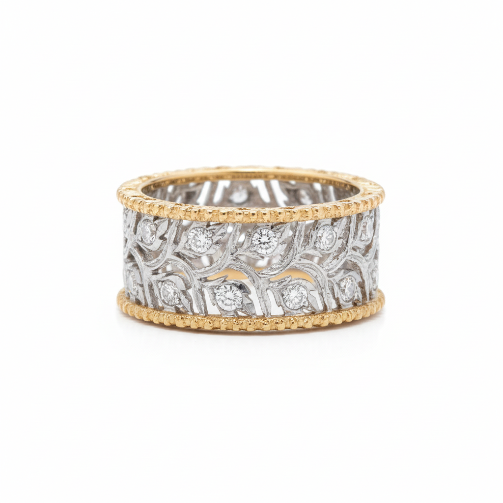 Leaf Filigree Adjustable Ring (Silver & Gold)