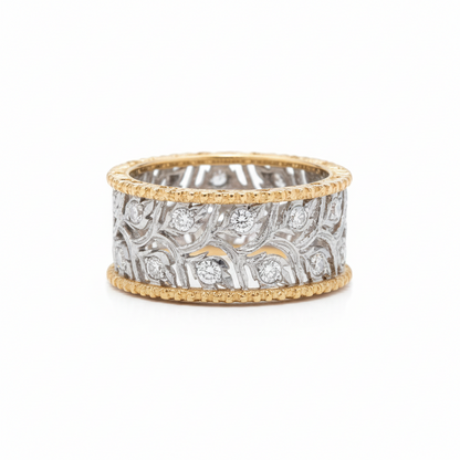 Leaf Filigree Adjustable Ring (Silver & Gold)