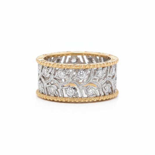 Leaf Filigree Adjustable Ring (Silver & Gold)