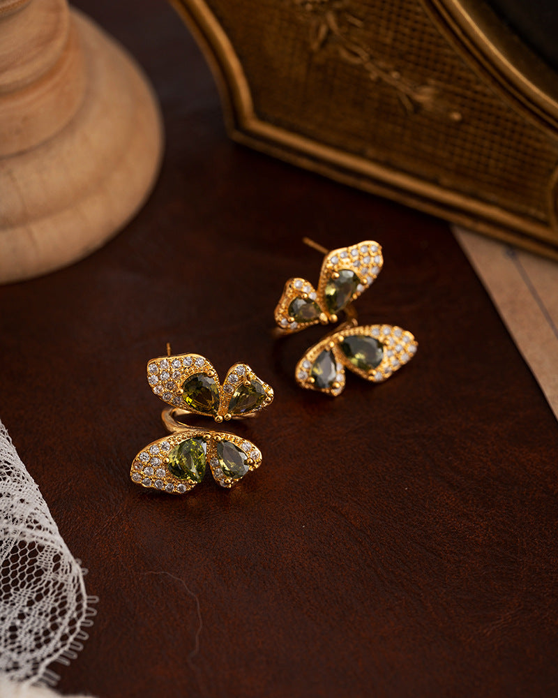 Zirconia-Set Butterfly Earrings