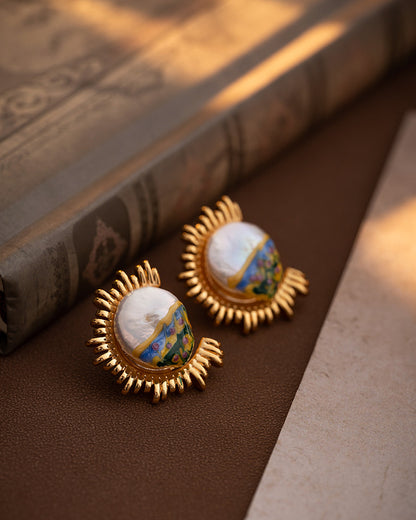 Oil Painting-Inspired Natural Pearl Earrings
