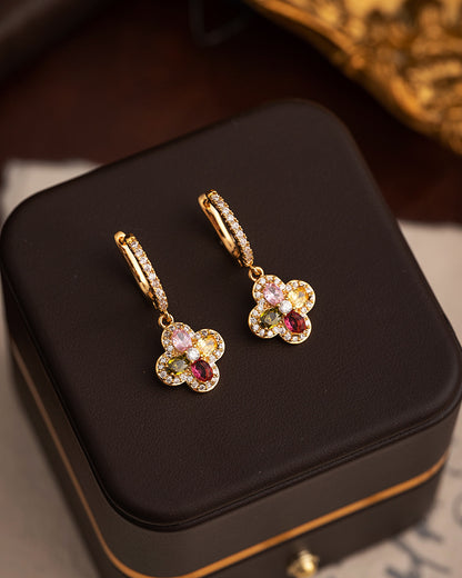 Four-Leaf Clover Multicolor Cubic Zirconia Earrings
