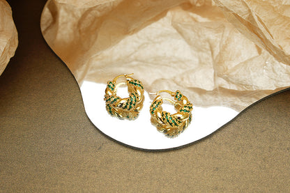 Vintage Green Hoop Earrings