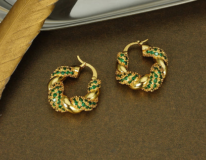 Vintage Green Hoop Earrings