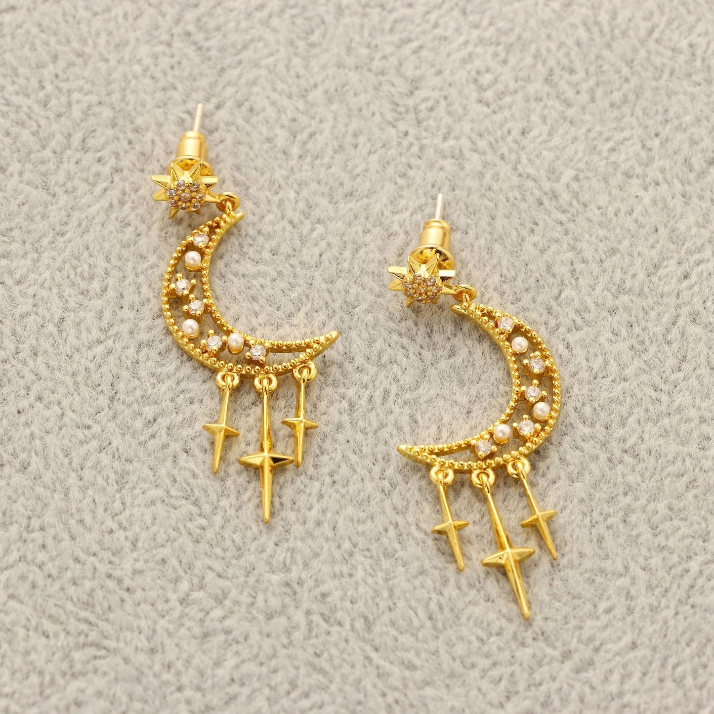 Crescent Fringe Stud Earrings