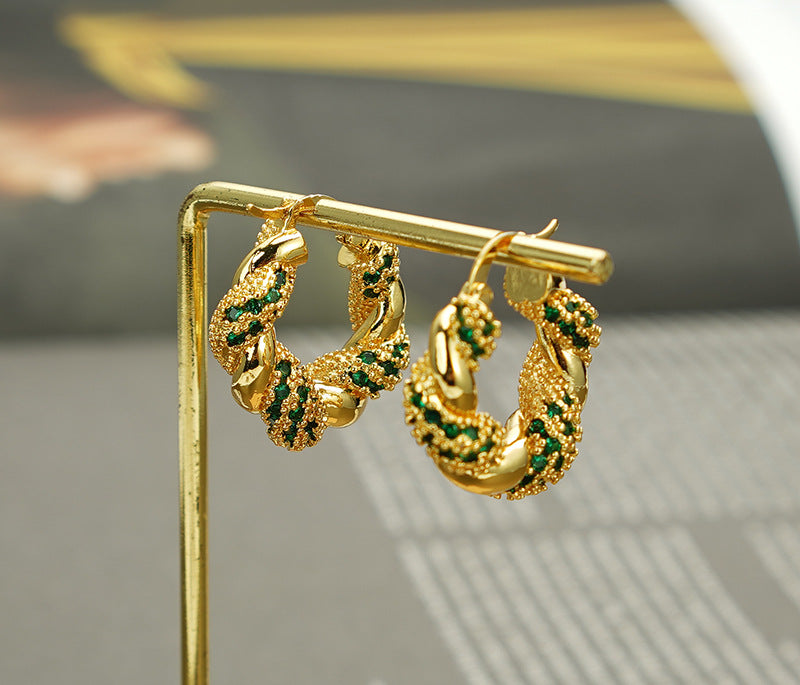 Vintage Green Hoop Earrings