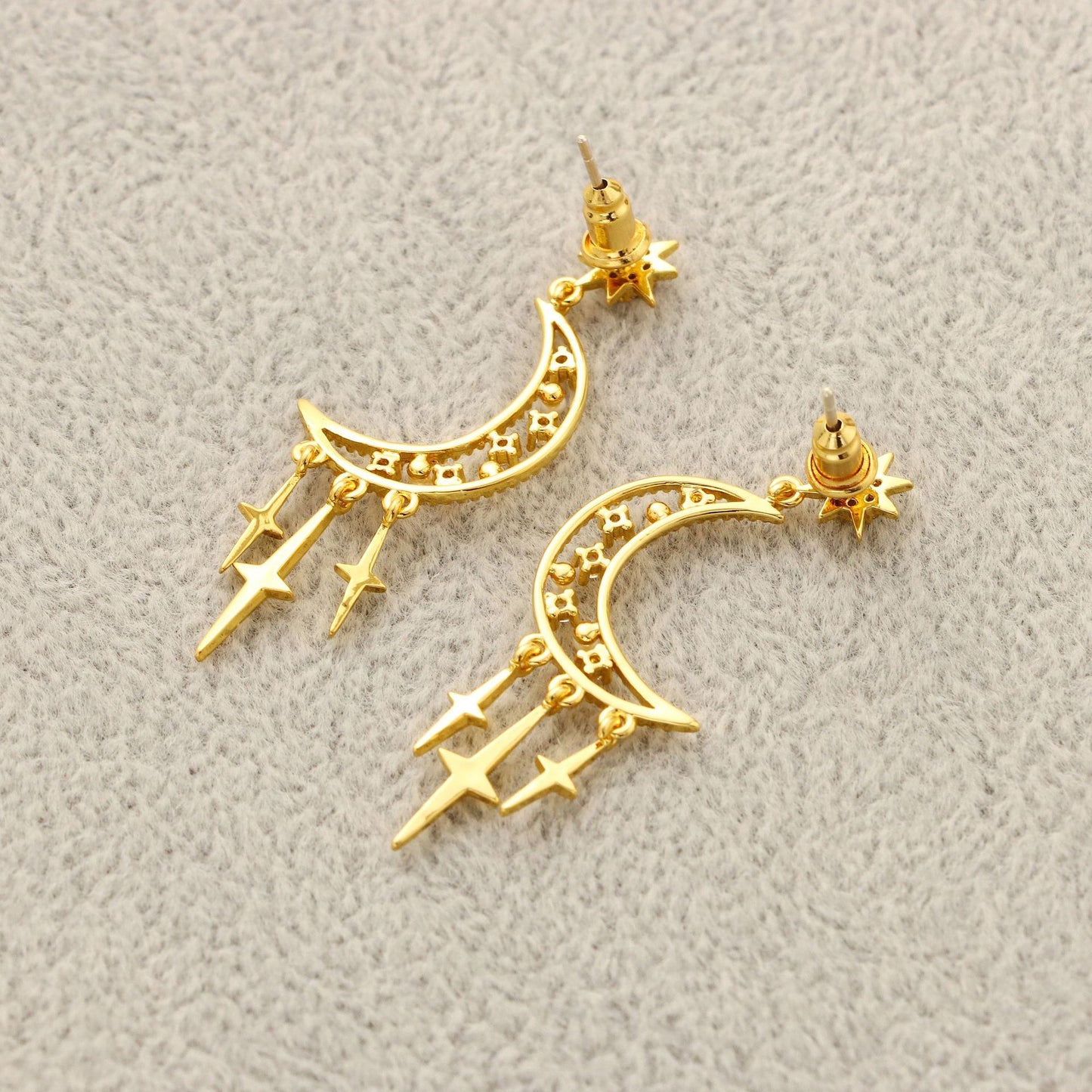 Crescent Fringe Stud Earrings