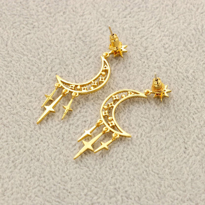 Crescent Fringe Stud Earrings