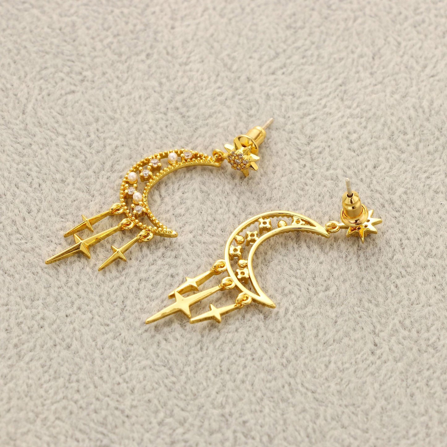 Crescent Fringe Stud Earrings