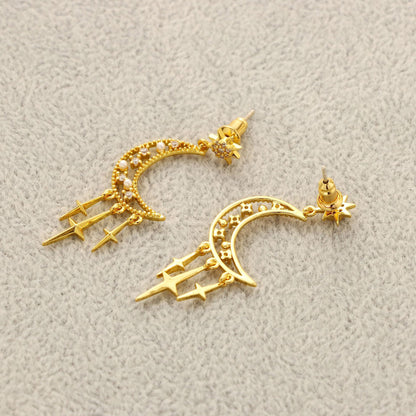 Crescent Fringe Stud Earrings