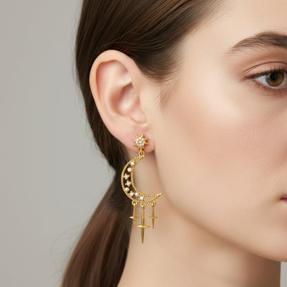 Crescent Fringe Stud Earrings