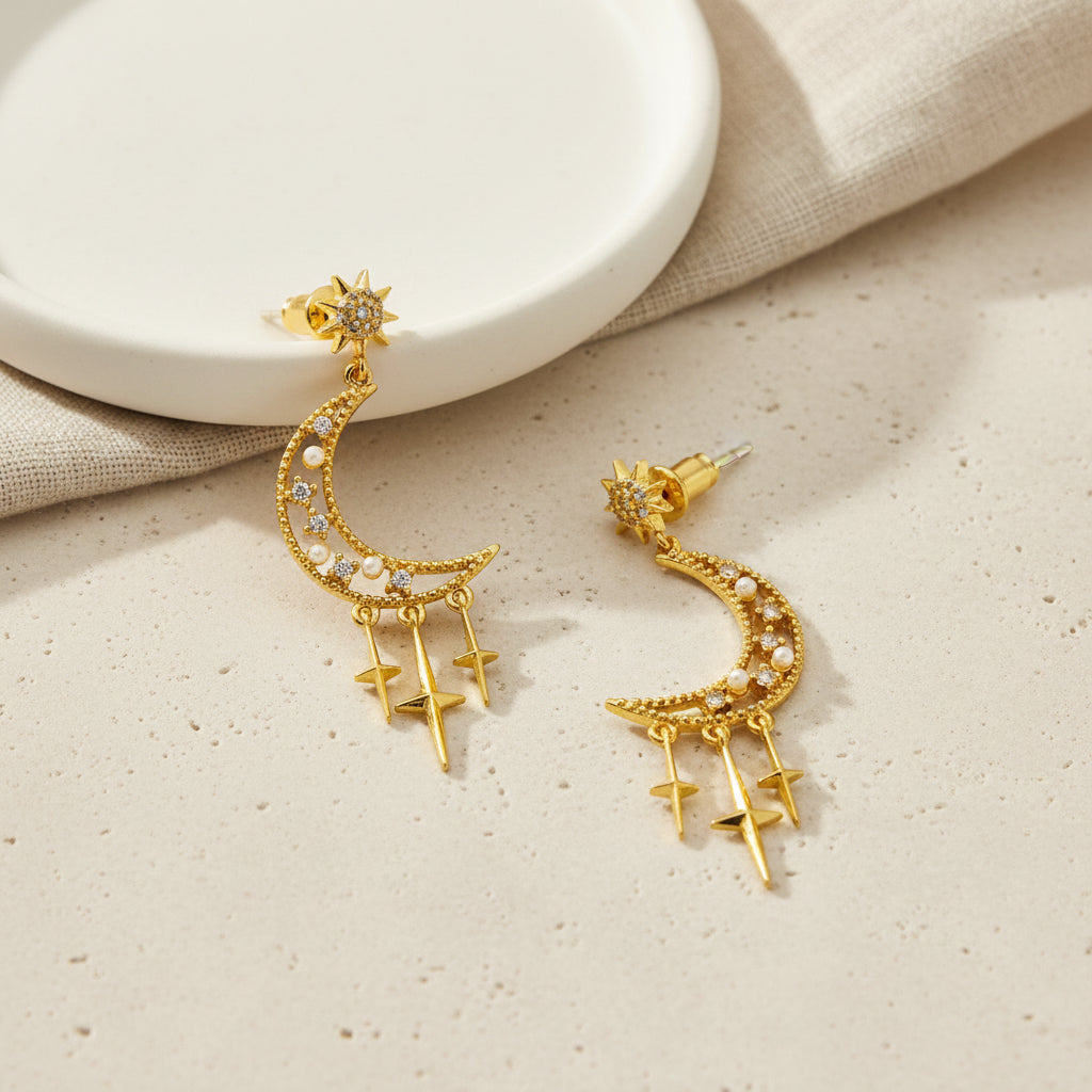 Crescent Fringe Stud Earrings