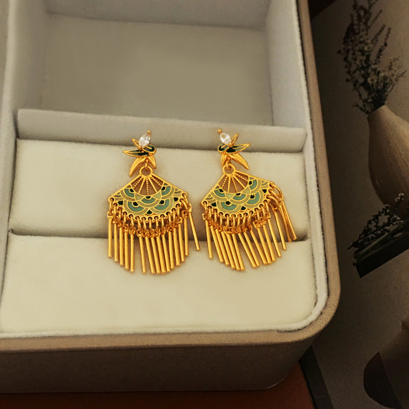 New Chinese Style Tassel Stud Earrings