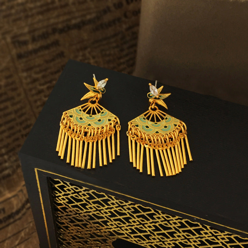 New Chinese Style Tassel Stud Earrings