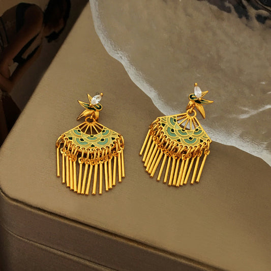 New Chinese Style Tassel Stud Earrings