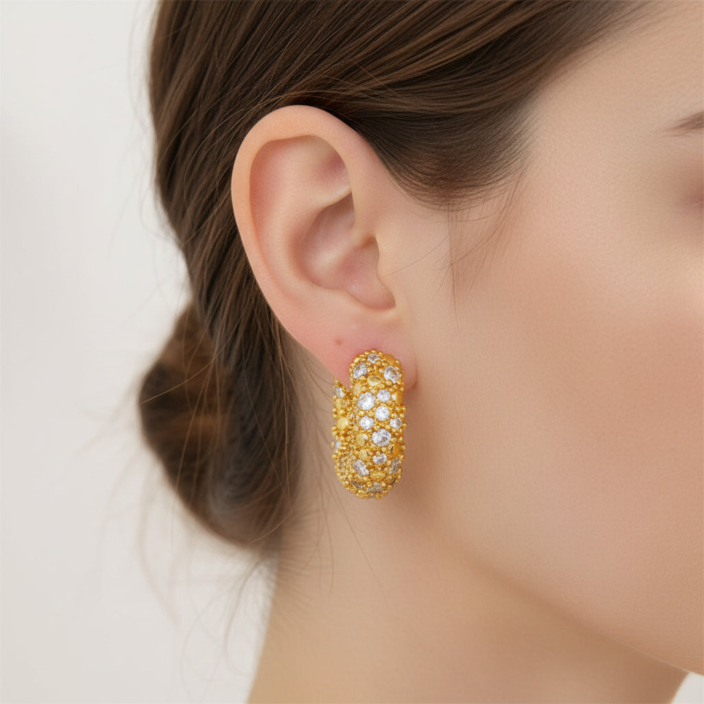 Pavé Huggie Hoop Earrings