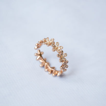 Daisy Pavé Adjustable Ring (Rose Gold)