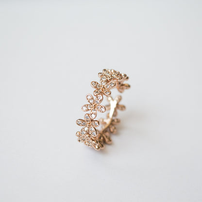 Daisy Pavé Adjustable Ring (Rose Gold)