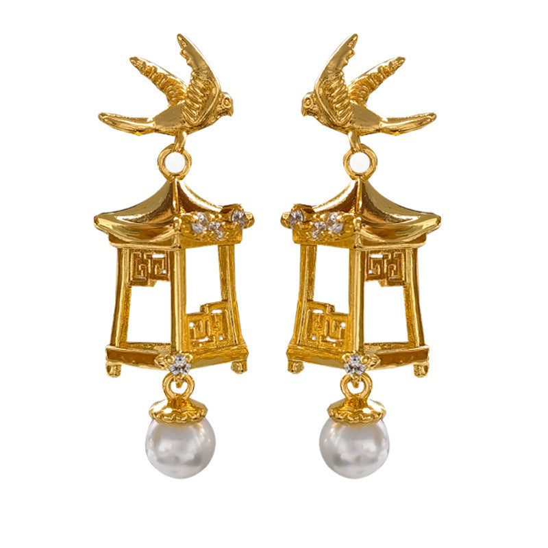 Swallow Pavilion Pearl Earring