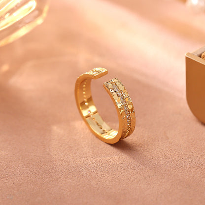 Iced Sparkle Adjustable Ring (Gold)