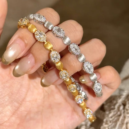 Brushed Oval Tennis Bracelet (gold)