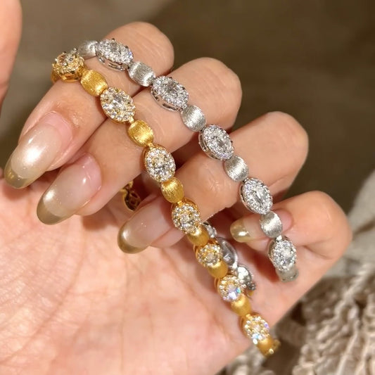 Brushed Oval Tennis Bracelet (gold)