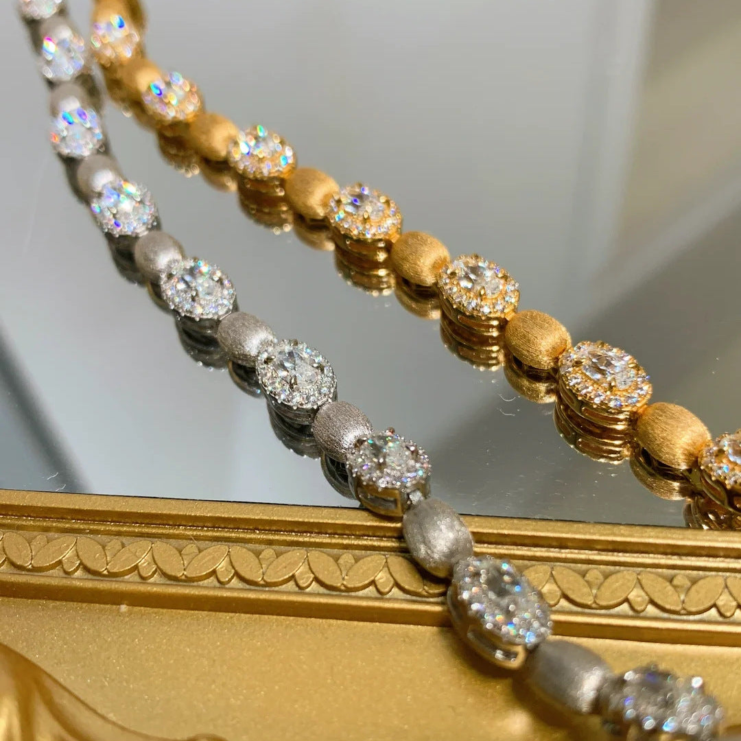 Brushed Oval Tennis Bracelet (gold)